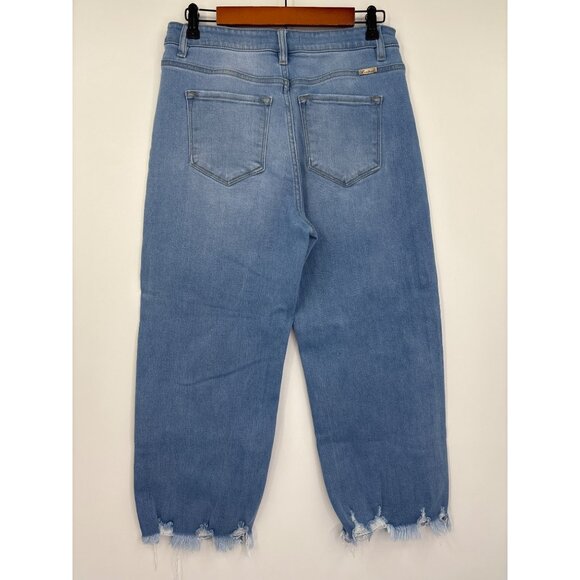 Kancan High Rise Waist Wide Leg Raw Hem Crop Jean Stretch Sz 11/29 - Picture 3 of 5
